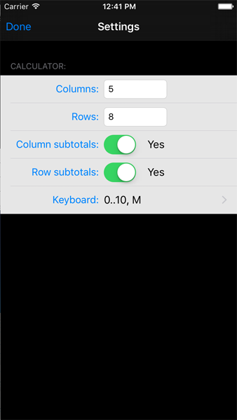 Screenshot of the settings screen of TotalScore